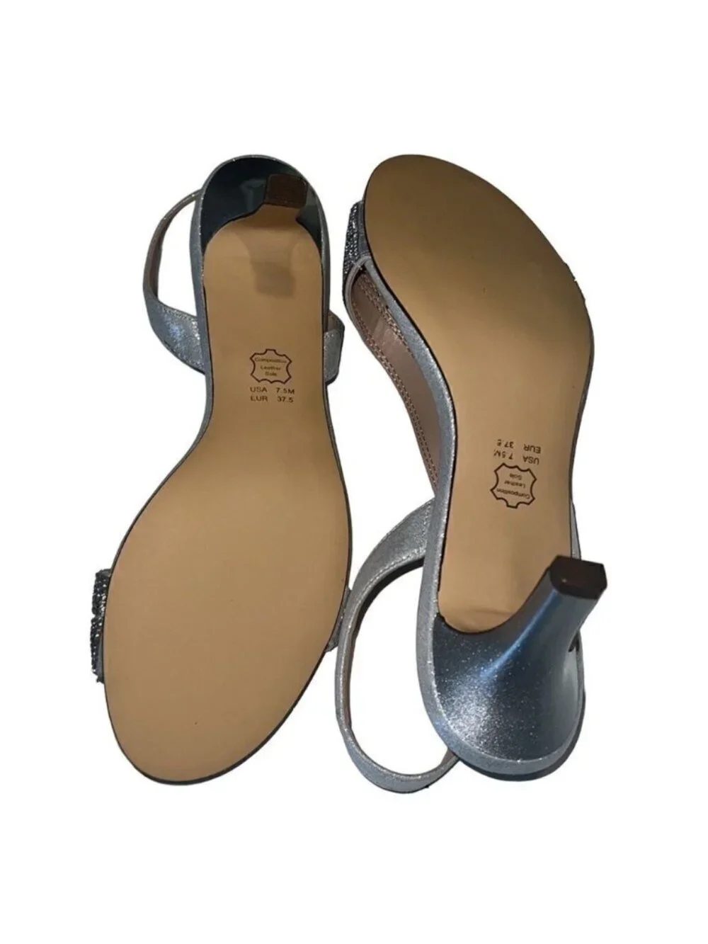 Nina Nieves True Silver Reflective Crystals Sling-back Sandals Size 7.5 NIB